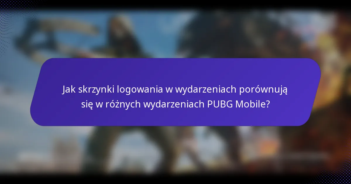 Jak skrzynki logowania w wydarzeniach porównują się w różnych wydarzeniach PUBG Mobile?