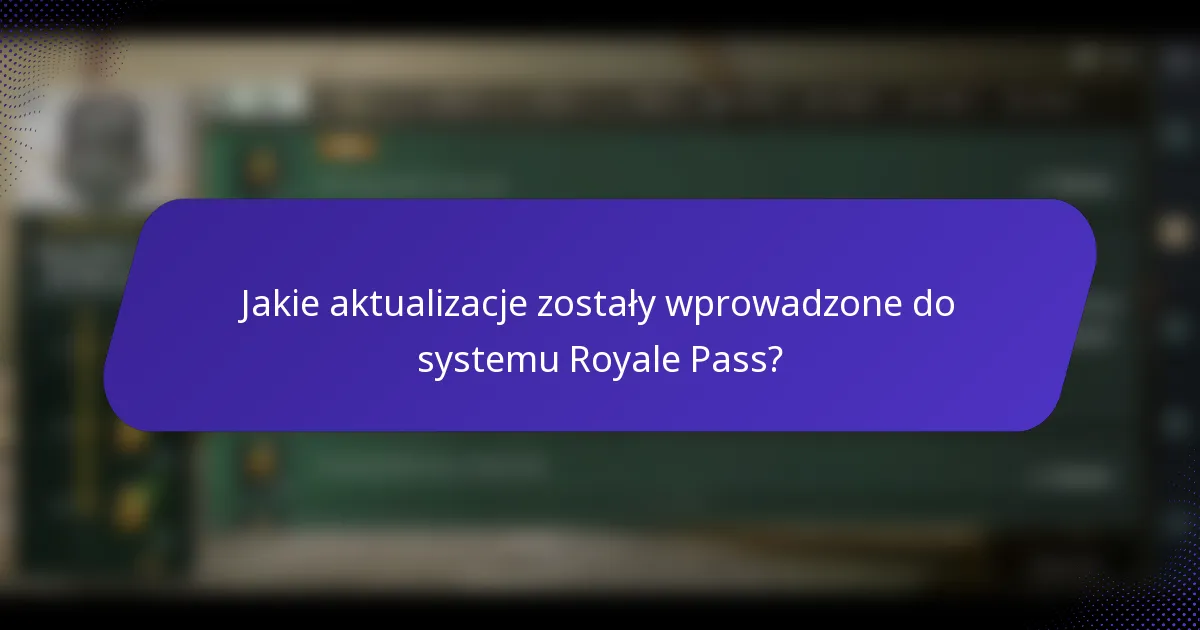 Jakie aktualizacje zostały wprowadzone do systemu Royale Pass?