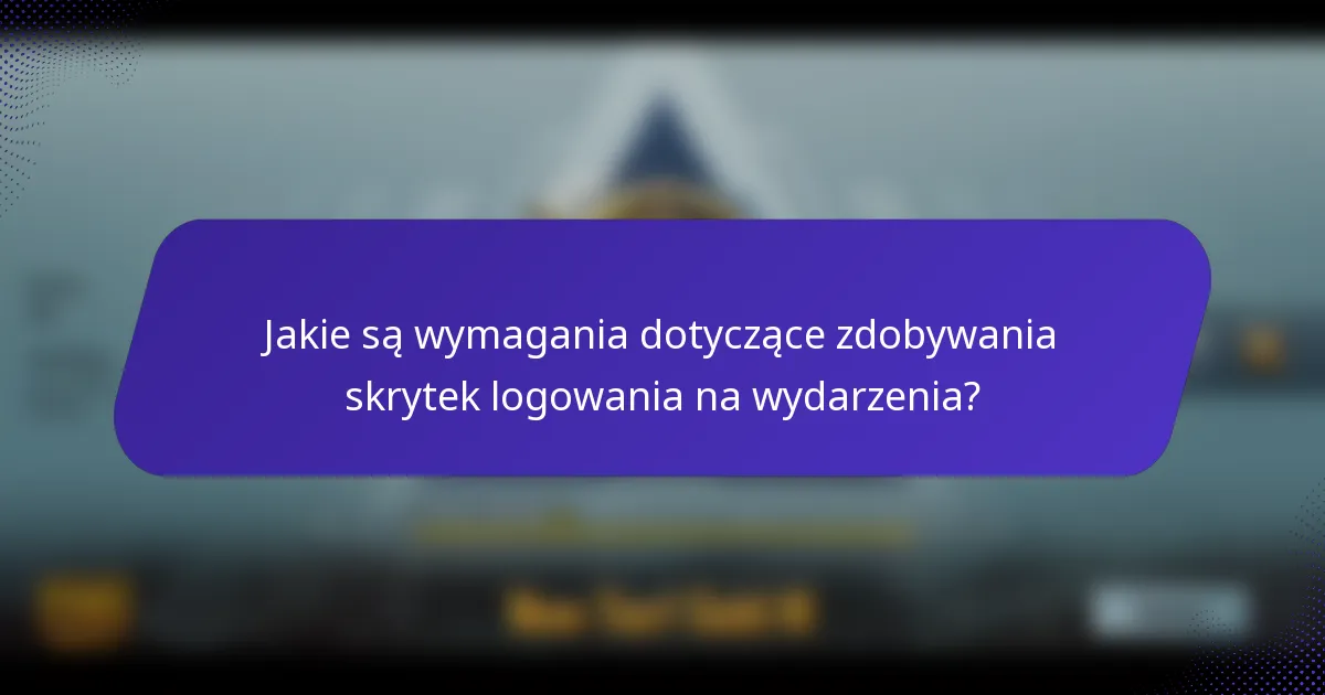 Jakie są wymagania dotyczące zdobywania skrytek logowania na wydarzenia?